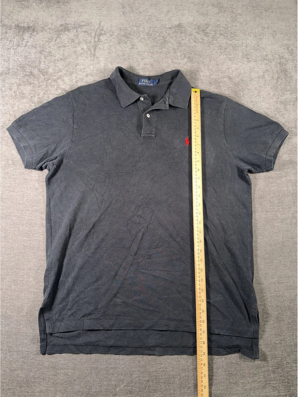 Polo Ralph Lauren Classic Black Polo Shirt with Red Logo - Size Large